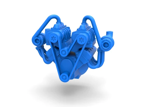 Twin turbo supercharged V8 Engine Version 6 Scale 1 to 25 3D Принт Модель