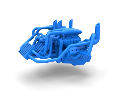 Twin-engine V8 for pulling tractor Scale 1 to 25 3D Print Model