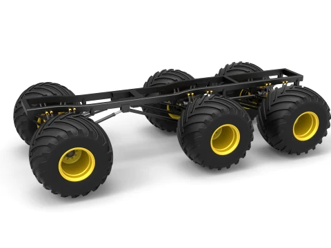 Chassis of 6x6 Monster Truck Version 2 Scale 1 to 25 3D Print Model