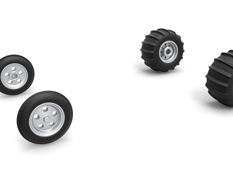 Wheel set of Vintage Sand Rail buggy Scale 1 to 25 3D Print Model