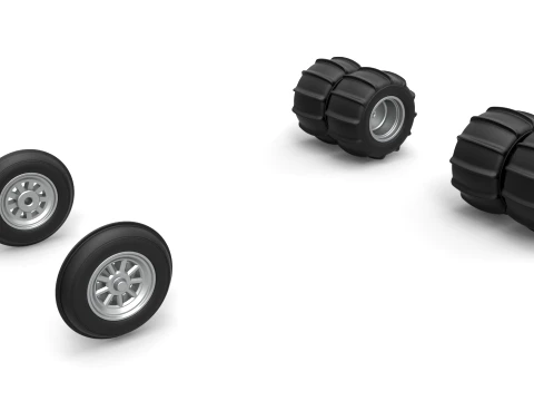 Wheel Set of water pumper Sand buggy Version 1 Scale 1 to 25 3D Print Model