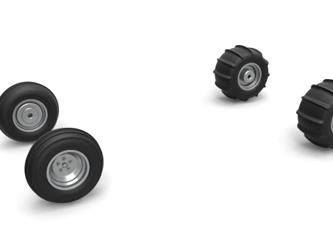 Wheel Set of water pumper Sand buggy Version 2 Scale 1 to 25 3D Print Model