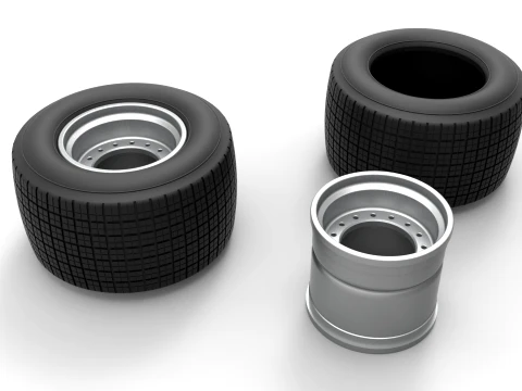 Rim and tire of Super Dirt Late model Scale 1 to 25 3D Print Model