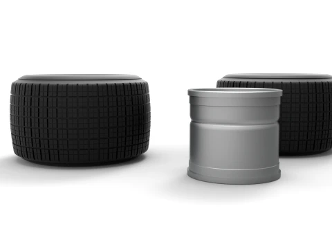 Rim and tire of Super Dirt Late model Scale 1 to 25 3D Print Model