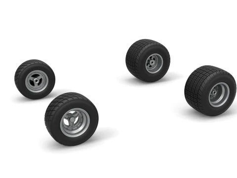 Wheel set of 600 Micro sprint car Scale 1 to 25 3D Print Model