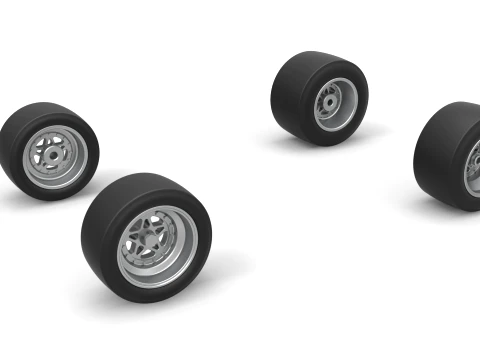 Wheel set of Asphalt Sprint car Scale 1 to 25 3D Print Model
