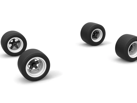 Wheel set of Asphalt Supermodified stock car Version 2 Scale 1 to 25 3D Print Model