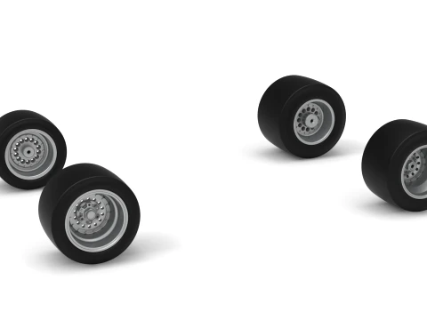 Wheel set of Asphalt Supermodified stock car Version 3 Scale 1 to 25 3D Print Model