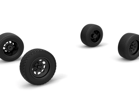 Wheel set of BriSCA Formula 1 Stock Car for Asphalt Scale 1 to 25 Modello di stampa 3D
