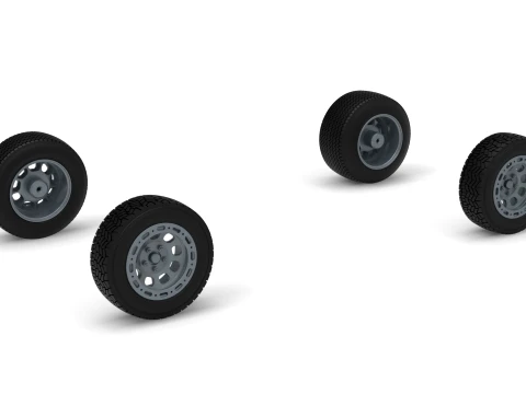 Wheel set of BriSCA Formula 1 Stock Car for Dirt Version 2 Scale 1 to 25 3D Print Model