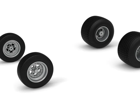 Wheel Set of Dirt Silver Crown Car Scale 1 to 25 3D Print Model