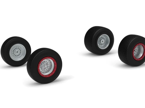 Wheel Set of Dirt Silver Crown Champ car Version 1 Scale 1 to 25 3D Print Model