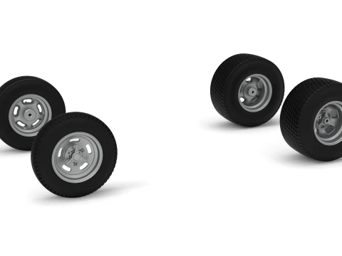 Wheel Set of Dirt Silver Crown Champ car Version 2 Scale 1 to 25 3D Print Model