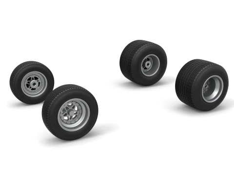 Wheel set of Dirt Sprint car Scale 1 to 25 3D Print Model