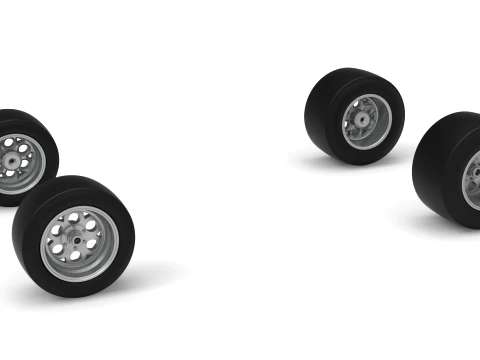 Wheel Set of Experimental Pavement Silver Crown Car Scale 1 to 25 3D Print Model