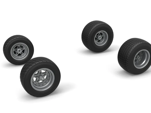 Wheel Set of Midget car Scale 1 to 25 3D Print Model