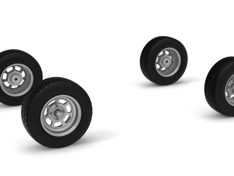 Wheel Set of Mod Lite Race car Version 1 Scale 1 to 25 3D Print Model
