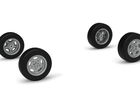 Wheel Set of New Zealand Vintage Stock car Scale 1 to 25 3D Print Model