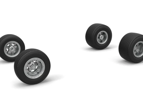 Wheel set of Northeast Dirt Modified stock car Version 2 Scale 1 to 25 3D printmodel