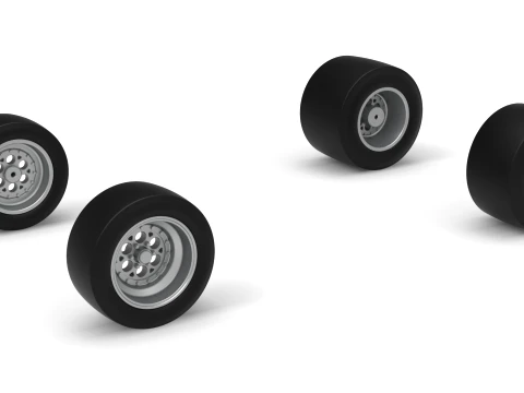 Wheel Set of Pavement Silver Crown Car Version 2 Scale 1 to 25 3D Print Model