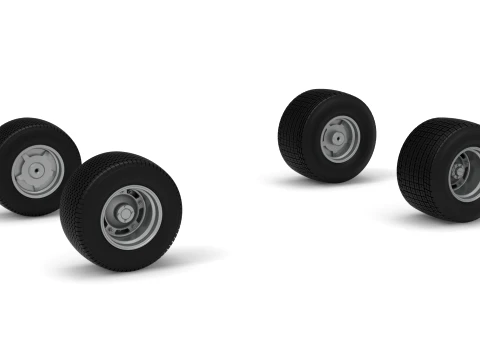 Wheel Set of Vintage Dirt late model Race car Version 1 Scale 1 to 25 3D Print Model