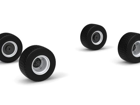 Wheel Set of Vintage Dirt late model Race car Version 2 Scale 1 to 25 3D Print Model