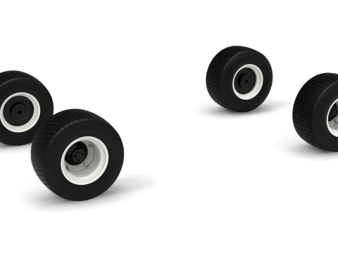 Wheel Set of Vintage Dirt late model Race car Version 3 Scale 1 to 25 3D Print Model