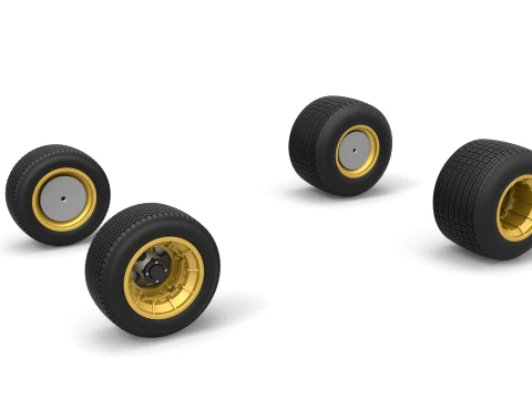 Wheel Set of Vintage Dirt Supermodified stock car Version 1 Scale 1 to 25 3D Print Model