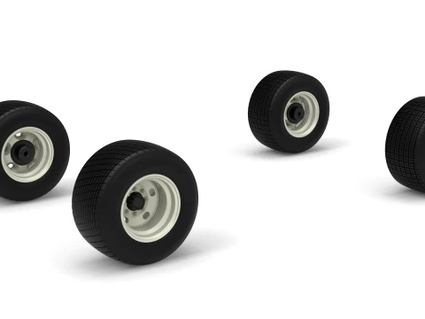 Wheel Set of Vintage Semi-Late Model Stock Car Scale 1 to 25 3D Print Model