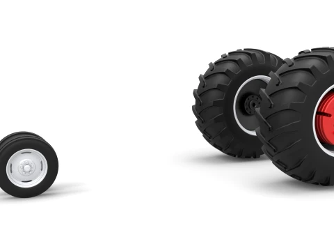 Wheel Set of Vintage Small block Pulling tractor Version 2 Scale 1 to 25 3D Druckmodell