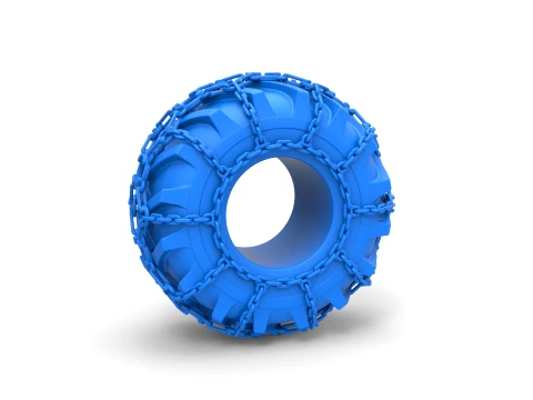 Tire of Timberjack with chains Scale 1 to 25 3D Print Model