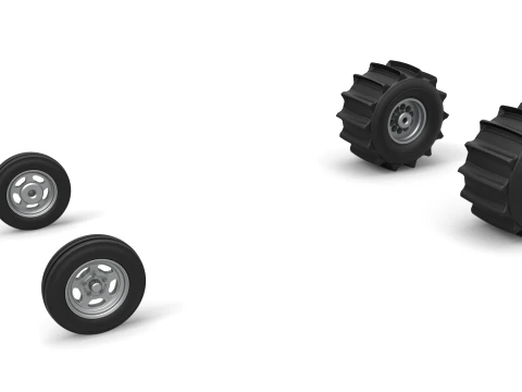 Wheel set of Dirt Dragster Scale 1 to 25 3D Print Model