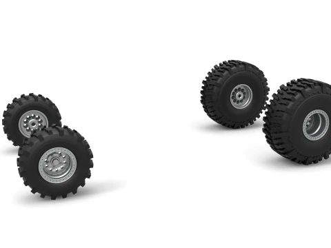 Wheel set of Mud dragster Version 2 Scale 1 to 25 3D Print Model