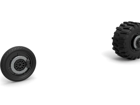 Wheel Set of Top fuel Dirt dragster motorcycle Scale 1 to 25 3D Print Model