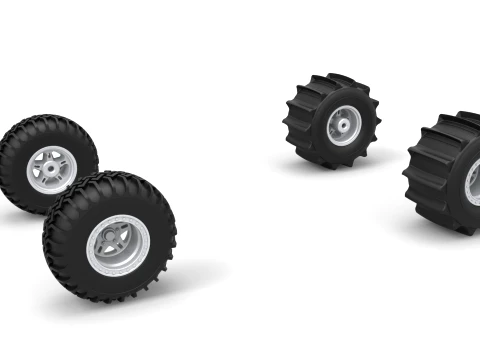 Wheel Set of Uphill Sand Racing Dragster Version 1 Scale 1 to 25 3D Print Model