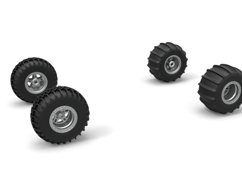 Wheel Set of Uphill Sand Racing Dragster Version 2 Scale 1 to 25 3D Print Model