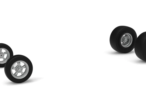 Wheel Set of Vintage Front engine dragster Version 7 Scale 1 to 25 3D Print Model