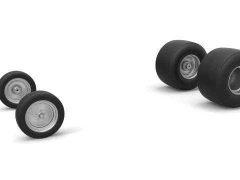 Wheel Set of Vintage Funny Car Scale 1 to 25 3D Print Model
