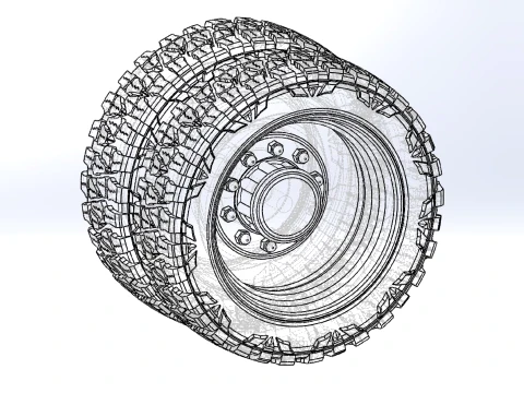 Rear semi wheel for pickup Version 2 Scale 1 to 25 3D Print Model