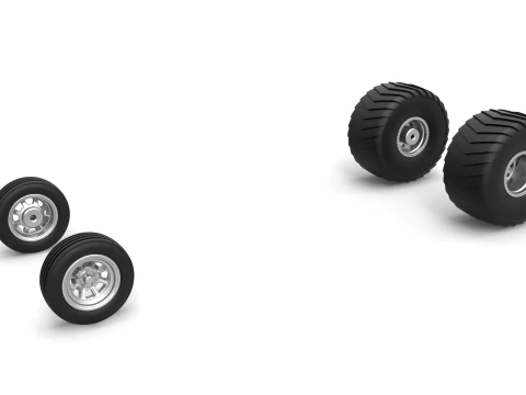 Wheel set of 2wd Pulling truck Scale 1 to 25 3D Print Model