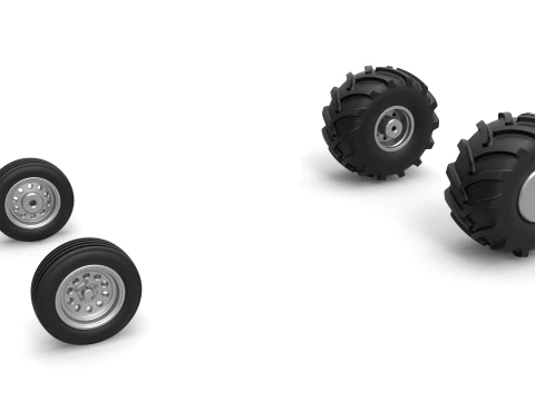 Wheel set of Vintage 2wd Pulling truck Scale 1 to 25 3D Print Model