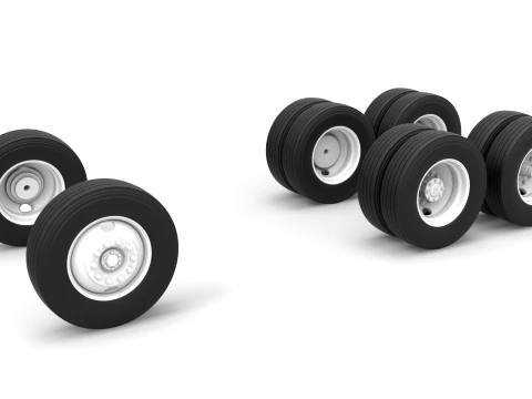 Wheel Set of Vintage GATR Racing Semi truck Version 1 Scale 1 to 25 3D Print Model