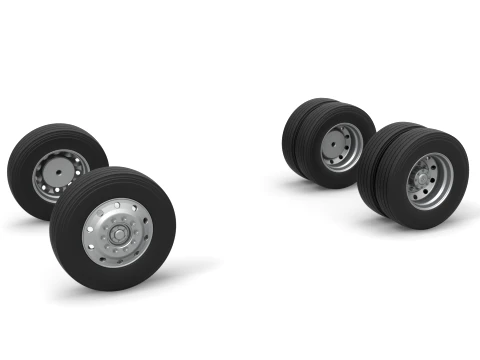 Wheel Set of Vintage GATR Racing Semi truck Version 2 Scale 1 to 25 3D Print Model