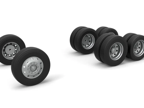 Wheel Set of Vintage GATR Racing Semi truck Version 3 Scale 1 to 25 3D Print Model