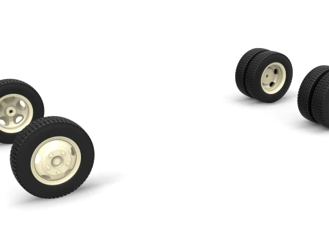 Wheel Set of Vintage truck Scale 1 to 25 3D Print Model