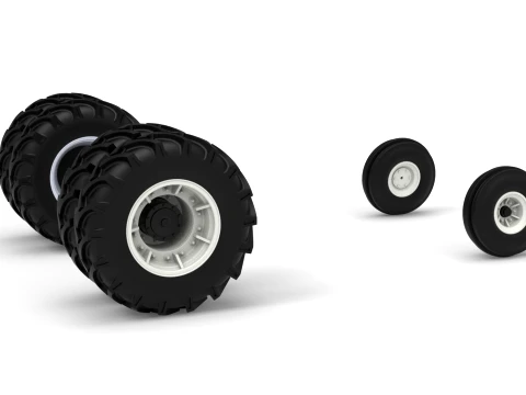Wheel Set of Racing Combine Harvester Version 2 Scale 1 to 25 3D Print Model