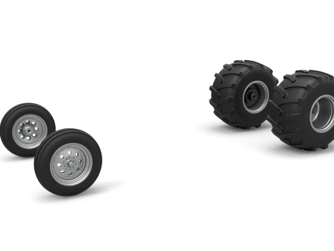 Wheel Set of Vintage Pulling Funny car Scale 1 to 25 3D Print Model