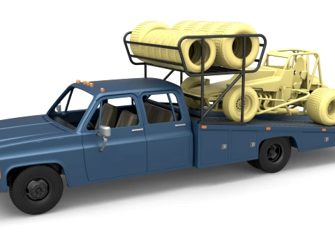 Vintage Transporter truck for Race car Version 2 Scale 1 to 25 Modelo de Impressão 3D