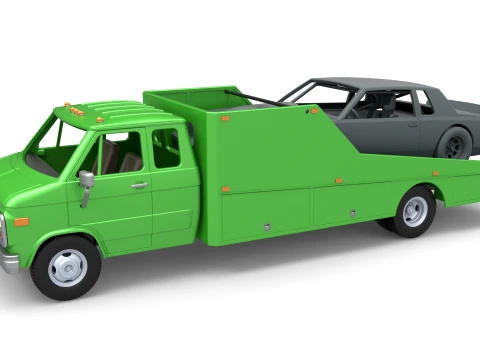 Vintage Transporter truck for Race car Version 3 Scale 1 to 25 3D Print Model