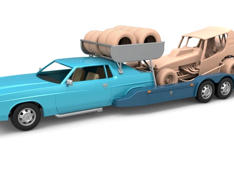 Vintage Transporter truck for Race car Version 4 Scale 1 to 25 3D Print Model